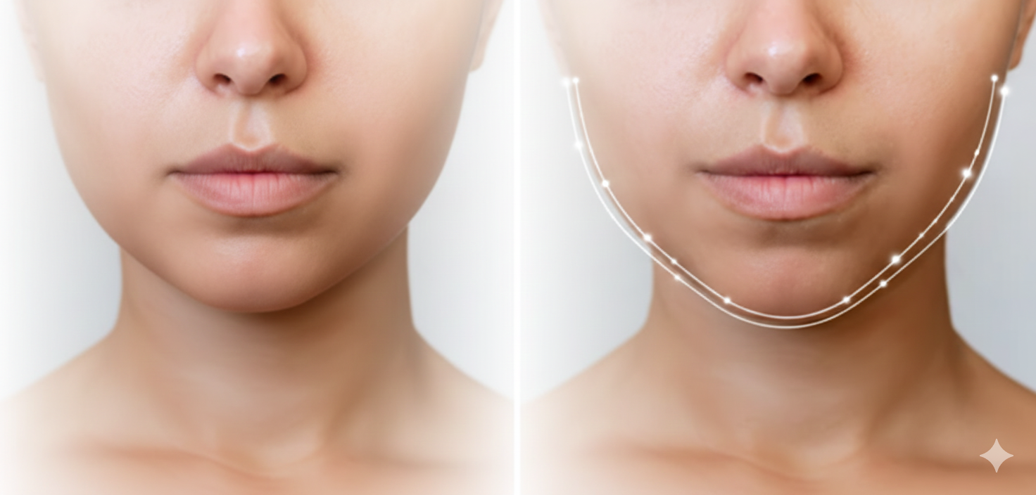 Antes e depois da Mentoplastia